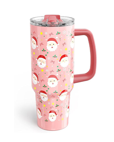 40oz Insulated Christmas Tumbler with Handle & Flip Straw – Holiday Edition