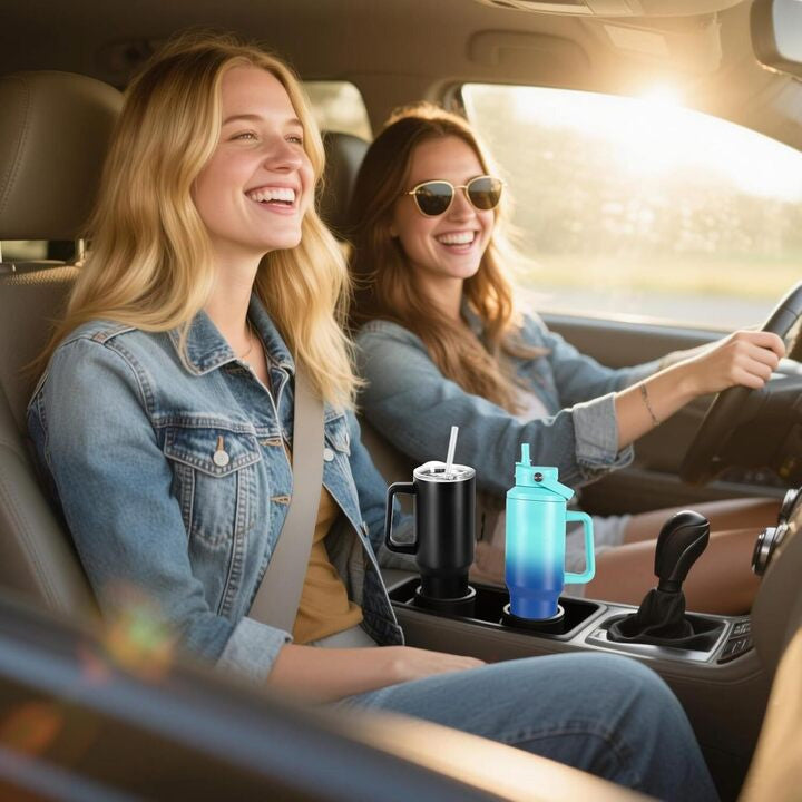 40oz Insulated Tumbler with Handle & Straw – Stainless Steel Travel Cup