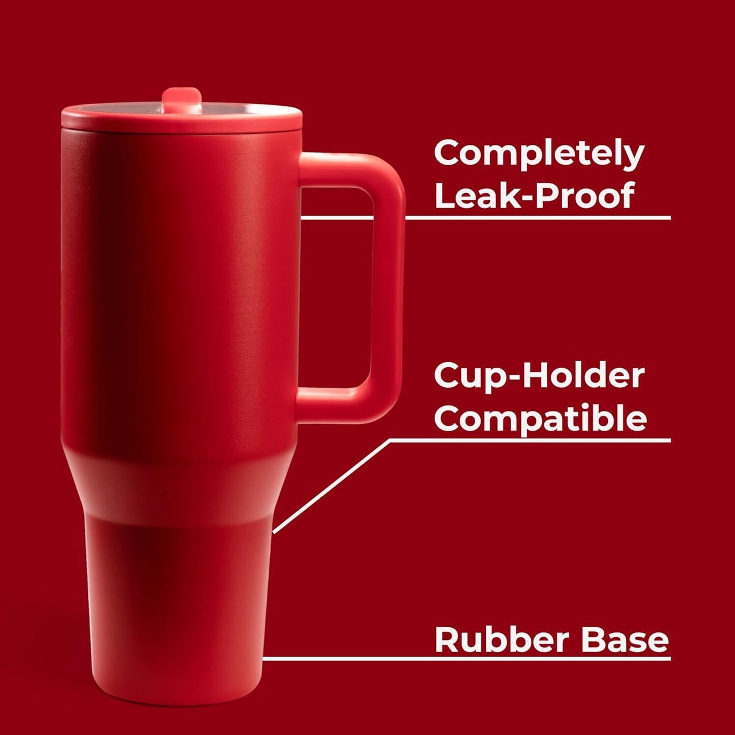 40oz Insulated Water Bottle with Handle & Flip Straw – Alumni Red