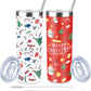 20oz Christmas Skinny Tumbler with Lid & Straw – Festive Holiday Design