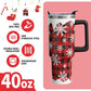 40oz Insulated Christmas Tumbler with Handle & Straw – Red Buffalo Plaid