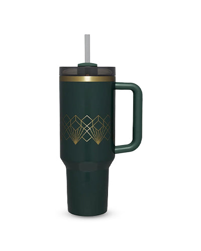 Quencher H2.0 Tumbler – 40 oz Forrest Gloss Deco with Handle & Straw