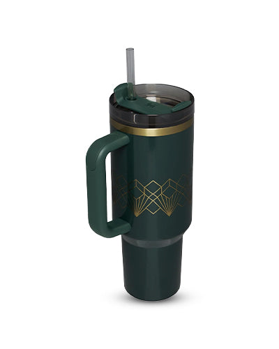Quencher H2.0 Tumbler – 40 oz Forrest Gloss Deco with Handle & Straw